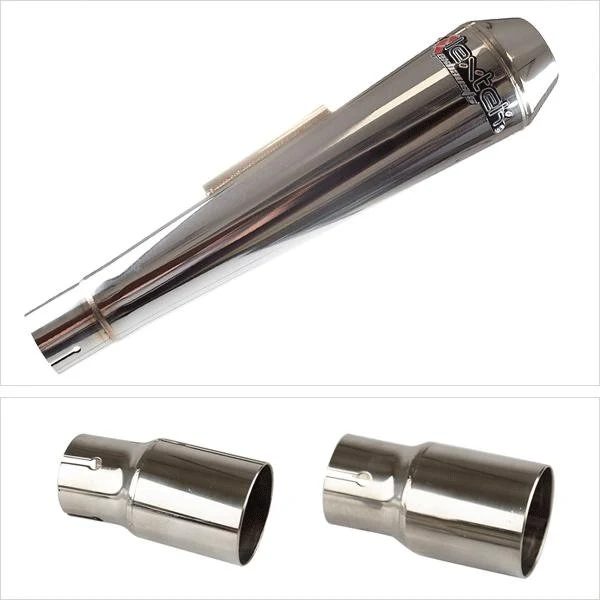 Lextek AC1 Polished Classic Exhaust 350mm with Link Pipe for Royal Enfield Interceptor 650 A Pair